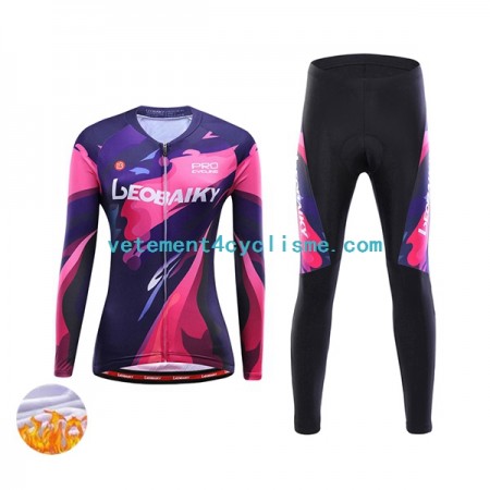 Femme Tenue Cycliste Manches Longues et Collant Long Hiver Thermal Fleece Leobaiky N006